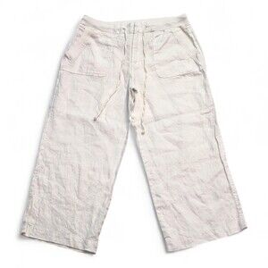 Women's Casual Wide-Leg Linen Capris - White